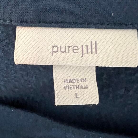 Pure Jill Womens Midi Shift Dress Size Large Dark Teal French Terry Knit Pockets - Picture 6 of 8